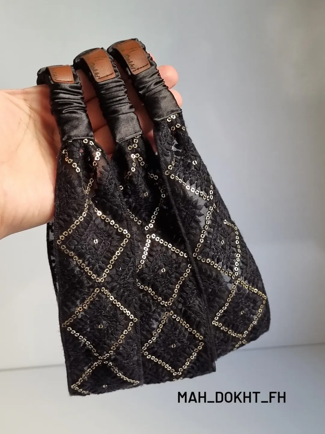 هدبند گلدوزی پارچه گلدوزی و پولک دوزی تک رنگ